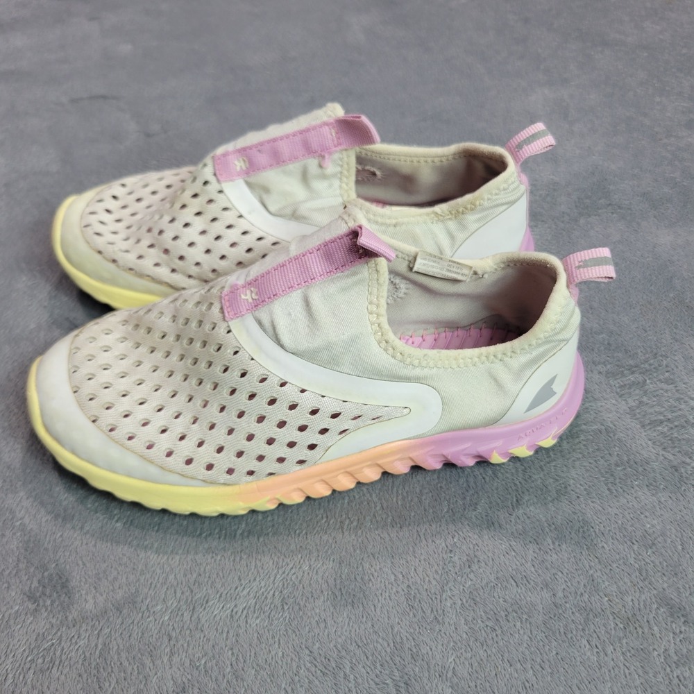 Rugged Shark Aqua-Flo Kids Water Shoes White Pink Yellow Ombre Size 13 Slip On